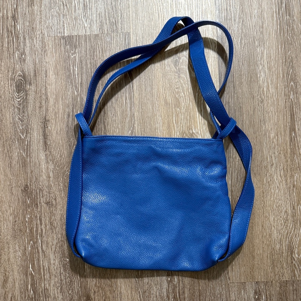 Blue Genuine Leather Shoulder Bag